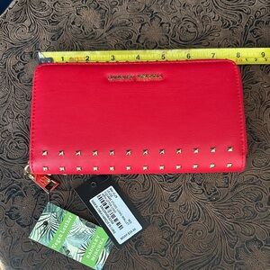 Michael Kors Red Wallet with Gold Studs